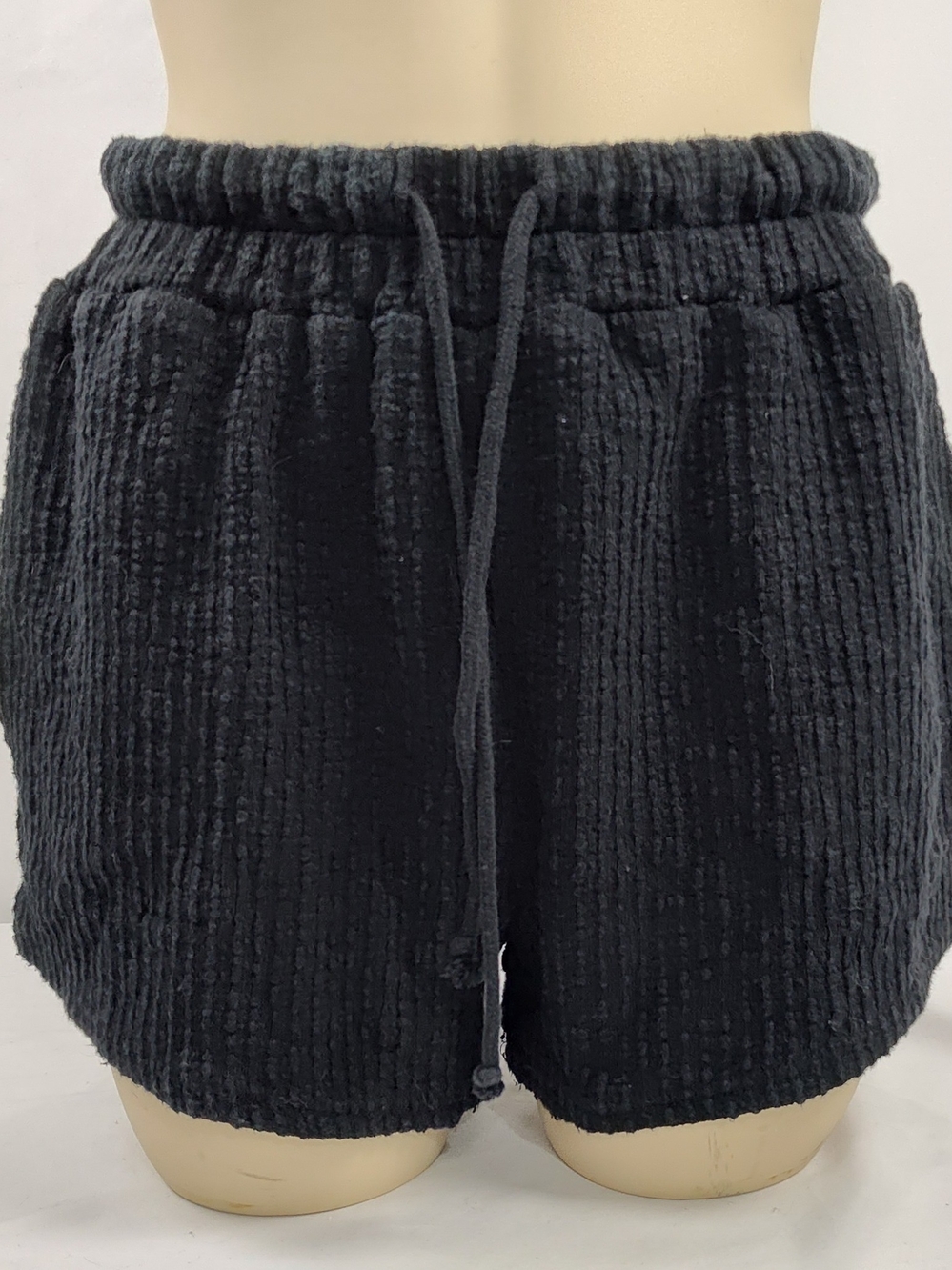 Free People Beach Black Chenille Drawstring Shorts